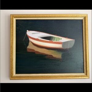 Boat in Čikat Bay #2 — Oil on Canvas by Slavko Tirkajla